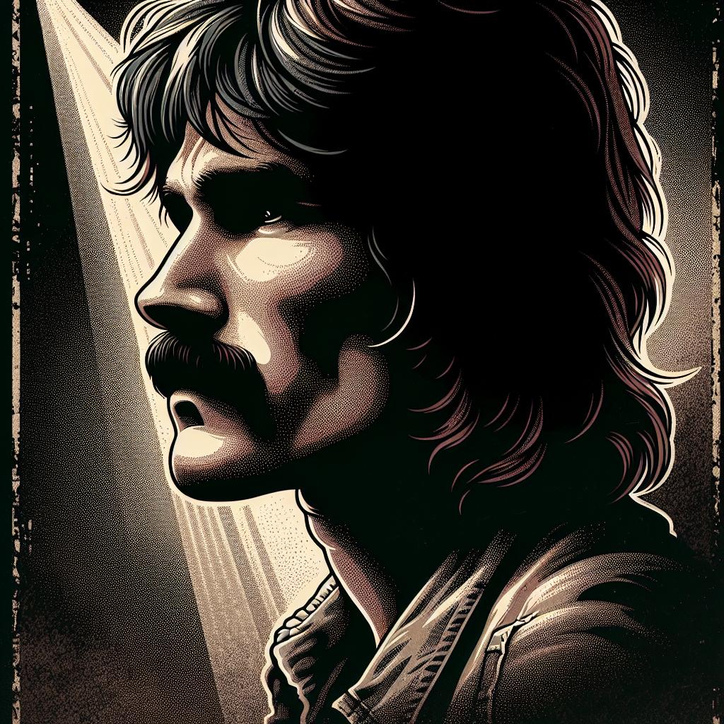 Lemmys Beerdigung: Rock-Größen verabschieden ihren König 1 Erstelle eine hochauflösende Illustration zum beitragstitel „Lemmys Beerdigung: Rock-Größen verabschieden ihren König“, die Lemmy Kilmister (Motörhead) als zentrales Motiv zeigt: gritty Vintage-Rock-Poster-Ästhetik, starke Kontraste, dunkle rauchige Atmosphäre, markante Lichtkante auf Lemmys Gesicht, grobkörnige Textur, kein Comic- oder Cartoon-Stil.